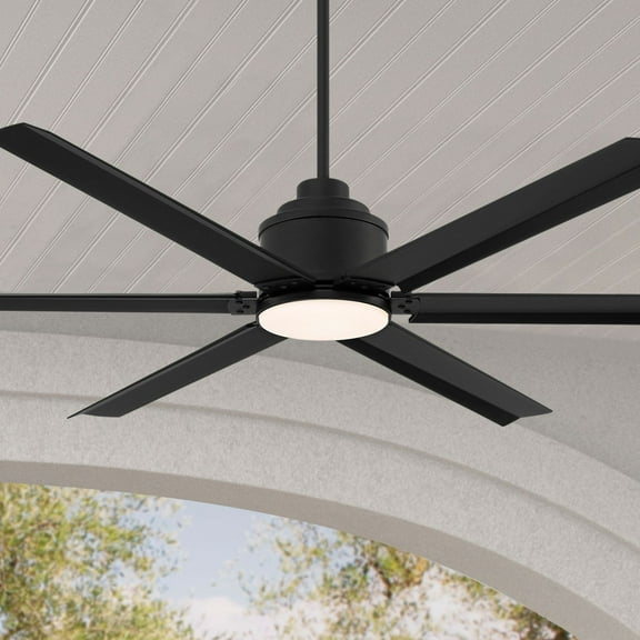 65" Casa Vieja Modern Industrial Outdoor Ceiling Fan with Dimmable LED Light Remote Control Matte Black Wet for Patio Exterior