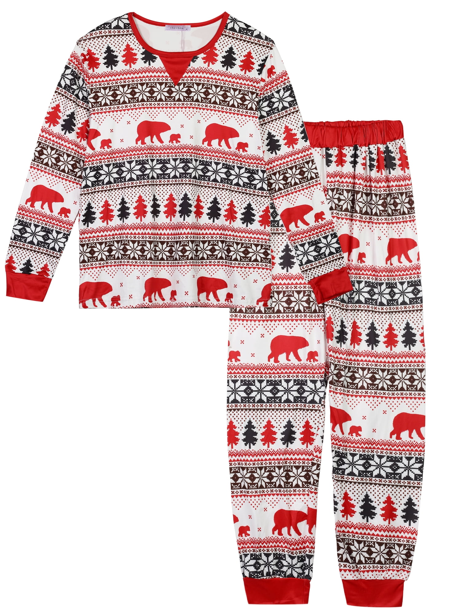 Unique Bargains Womens 2 Pcs Christmas Family Matching Pajama Set Xmas Party Sleepwear 2XL White Men's