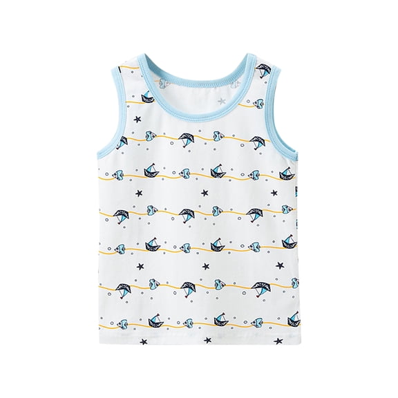 Karoyedx Shirts for Boys Sleeveless Tank Tops Tshirt Kids Cotton Athletic Active Workout Muscle Tee Shirts Undershirts White Size,5-6 Years