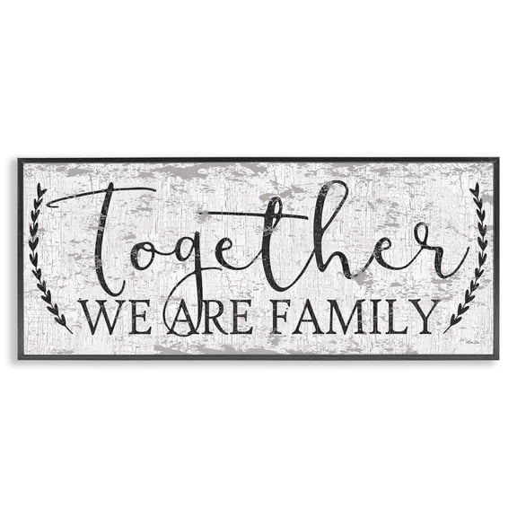 Stupell Industries Shabby Chic Distressed Together We are Family Black Framed Giclee Art, 24 x 10, by Dee Dee