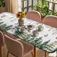 thumbnail image 3 of Green Snowman Christmas Table Cloths for 8 Foot Rectangle Tables, Eucalyptus Leaves Xmas Snowflake Patio Waterproof Elastic Fitted Tablecloths, Washable Rectangular Table Cover for Camping, 3 of 8