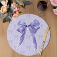 thumbnail image 3 of Purple Bow Round 15 Inch Placemats Set of 8, Cute Bowknot Simple Pure Color HeatResistant Non Slip Place Mats for Dining Table, Wipeable Braided Kitchen Table Mats for Housewarming, 3 of 9