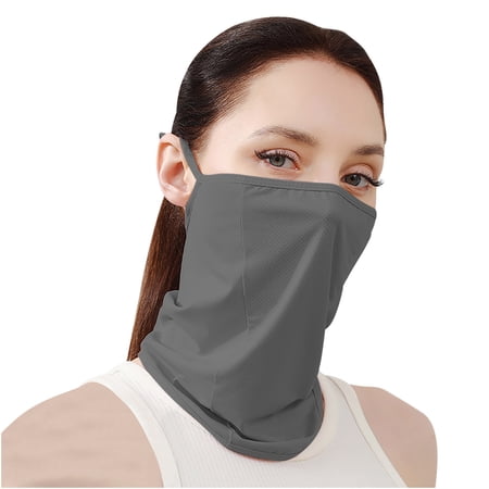 UTSJKR UPF 50+ Face Mask for Women & Men - Ice Silk Cooling Full Face Cover Breathable Sun Protection Neck Gaiter Dark Gray