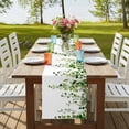 thumbnail image 3 of Green Eucalyptus Leaves Table Runner 72 Inches Long,Weeping Spring Botanical Summer Cotton Linen Table Runners Dresser Scarves,Decorative Tabletop Scarf Furniture Cover for Home Dinner Party 13"x72", 3 of 8