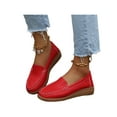 thumbnail image 1 of LUXUR Mocassins pour Femmes Confort Mocassins à Semelle Compensée Chaussure Décontractée Bout Rond Mocassin Marche Chaussures d'Infirmière Rouge 8, 1 of 9