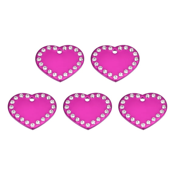 Uxcell Metal Heart Tags Stamping,Rose Red Blank Dog Tags ,Aluminium for Pet Dog ID Tags,Pendant Decoration,Pack of 5