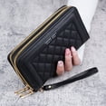 thumbnail image 4 of Cartera para mujer, larga, de mano, informal, para teléfono móvil, con doble cremallera, tarjetero de gran capacidad, 4 of 6