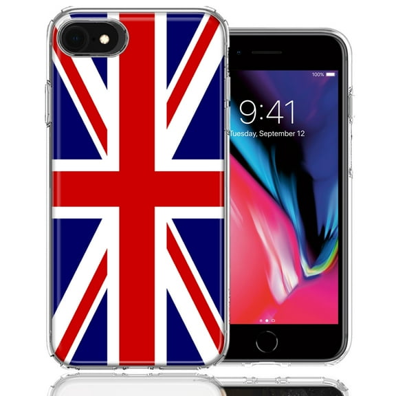 MUNDAZE For Apple iPhone 7/8/SE UK England British Flag Design Double Layer Phone Case Cover