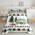 thumbnail image 1 of Erosebridal Literie Camping Heureux Ensemble de Couette Simple, Couette RV Camper, Décor de Camp Dessin Animé, Réversible 2 Pcs, 1 of 7