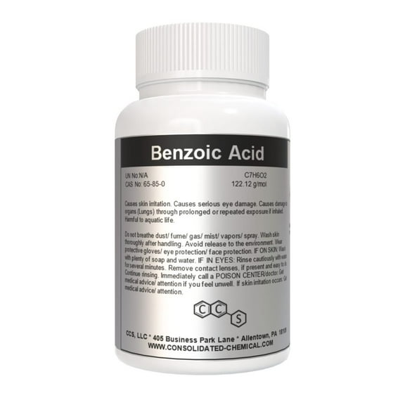 Benzoic Acid Powder | Preservative & Chemical Intermediate - 250 Grams