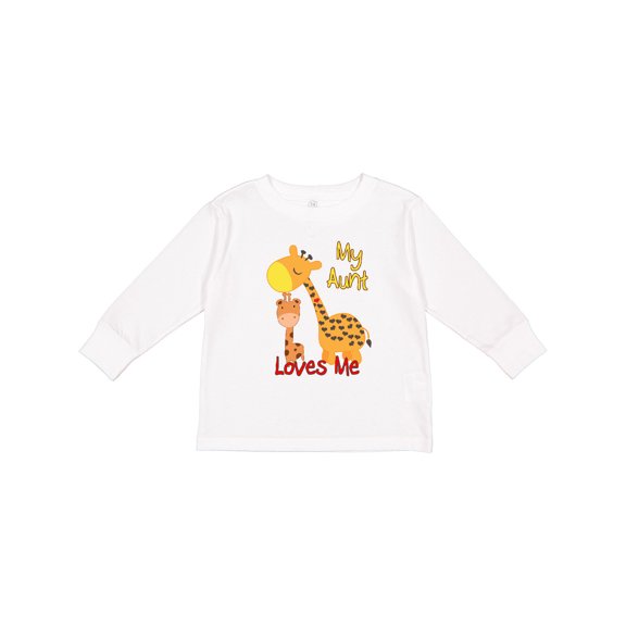 Inktastic My Aunt Loves Me Giraffe Boys or Girls Long Sleeve Toddler T-Shirt