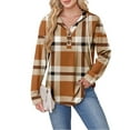 thumbnail image 5 of Ahdbta Plaid Hoodies for Women V Neck Oversized Hooded Pullover Sweatshirts Casual Loose Button Down Long Sleeve Shirts Fall Tops, 5 of 5