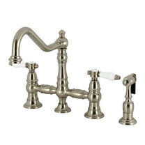 Kingston Brass KS3278BPLBS Bel-Air Two-Handle 4-Hole Deck Mount Bridge Kitchen Faucet with Brass Side Sprayer in Brushed Nickel