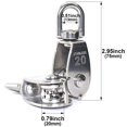 thumbnail image 3 of Wire Rope Pulleys, Stainless Steel Pulley Block With Heavy Duty Lifting Capacity, 360 Degree Swivel For Rope Traverse. Set Of 5., 3 of 8