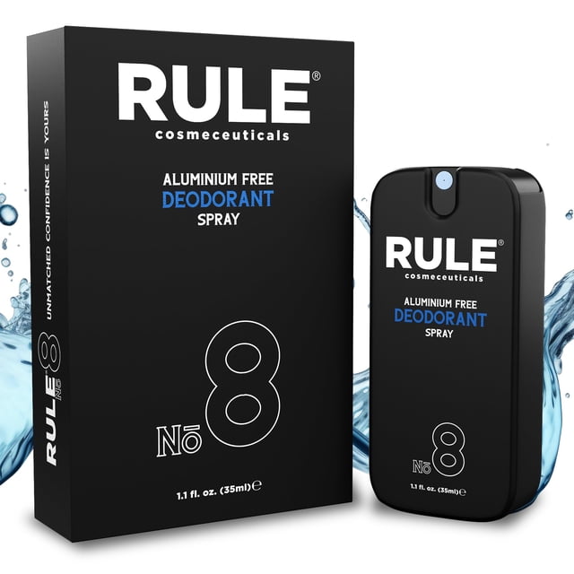 RULE Body Spray - Desodorante natural para hombres sin aluminio con aloe vera Neutralizador de olores de larga duración Vegano sin crueldad 1.1 oz