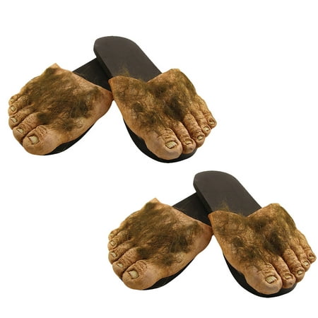(Set/2) Big Hairy Feet Slippers Funny Shoes - Looks Like Bigfoot or a Hobbit