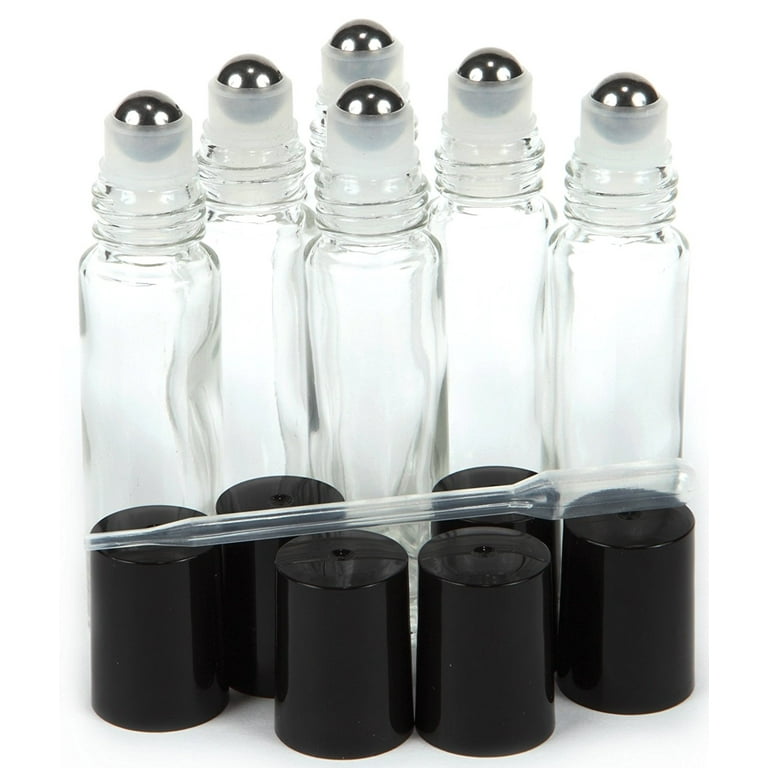 Vivaplex, 12, Clear, 4 oz Glass Bottles, with Lids