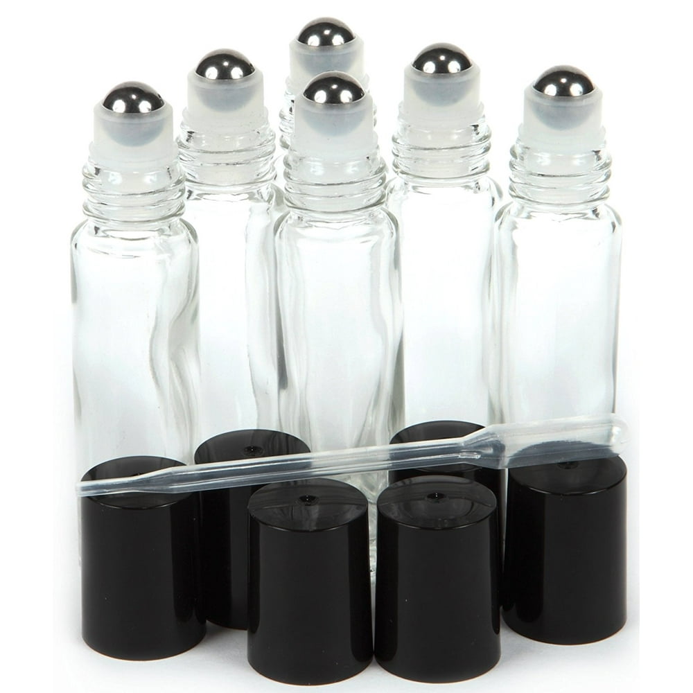 Vivaplex Vivaplex, 6, Clear, 10 ml Glass Rollon Bottles with