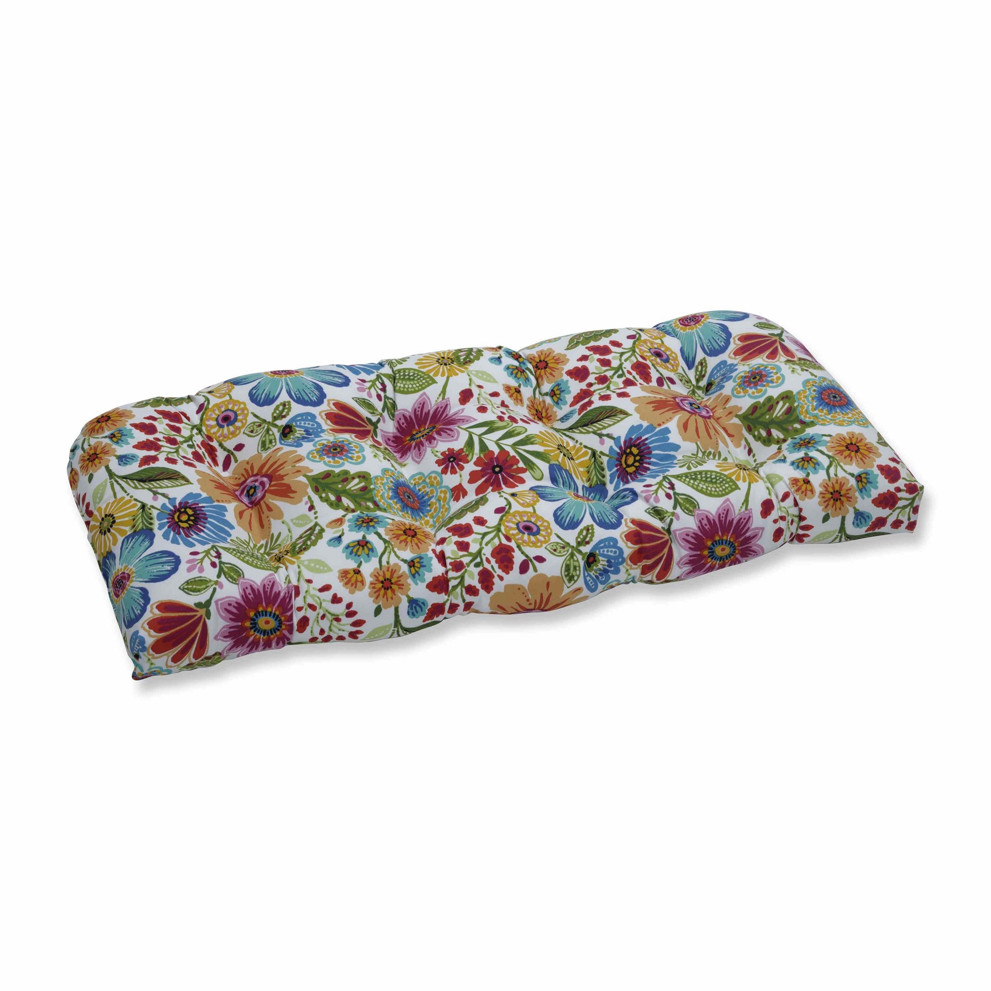 44" Vibrantly Colored Floral Pattern Outdoor Patio Wicker Loveseat