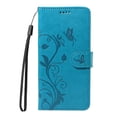 thumbnail image 3 of TECH CIRCLE Wallet Case For iPhone 14 Pro, Emboss Flower Premium PU Leather Magnetic Card Slots Flip Protective Kickstand Case with Wrist Strap for Apple iPhone 14 Pro 6.1" 2022,Blue, 3 of 8
