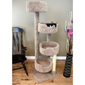 New Cat Condos 51 In Cat Tree Condo Scratching Post Tower Brown Green Walmart Com Walmart Com