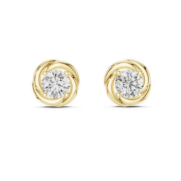 Solid 14K Gold Plated Diamond Stud Earrings, Elegant Women’s Jewelry Gift