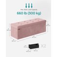 thumbnail image 6 of SONGMICS 43" Storage Ottoman Bench Folding Velvet Storage Footrest Stool 2 Extra Storage Boxes Hold up to 660 lb for Living Room Bedroom Jelly Pink, 6 of 6
