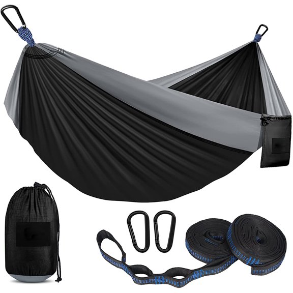 Maison De J Camping Hammock Nylon Black Portable Hammock for Travel 120"L x 78"W