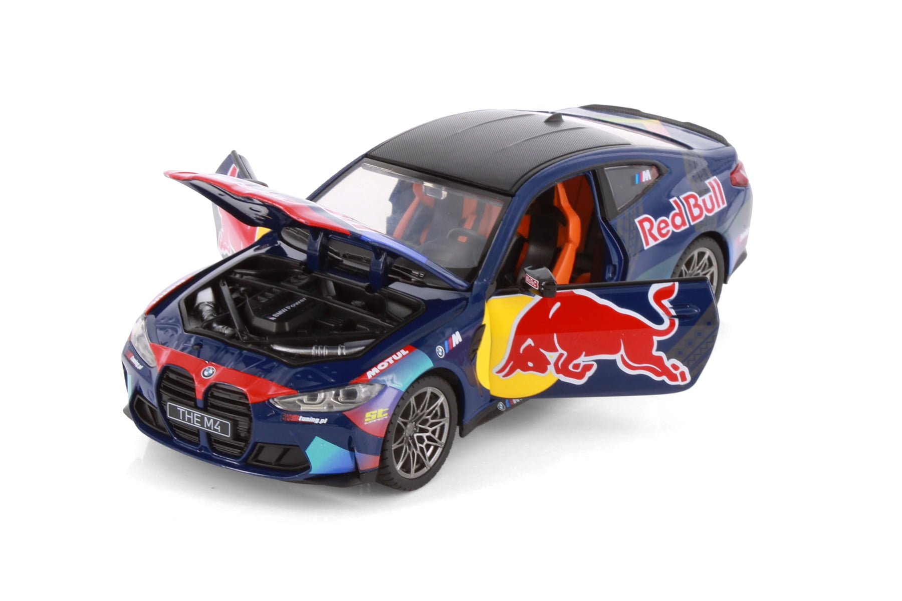 Box of 4 BMW M4 (G82) w/Red Bull Racing Livery, Dark Blue - Showcasts 68292D - 1/23 Scale Diecast Model Cars