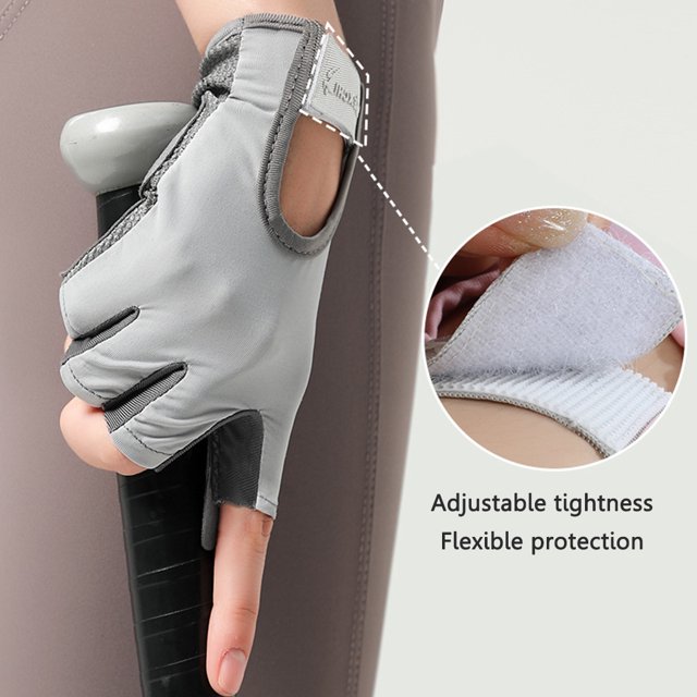 Guantes De Fitness Guantes de fitness de medio dedo Guantes de ciclismo suaves Accesorios deportivos (L Grey)