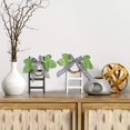 thumbnail image 4 of 2 Pieces Wooden Farmhouse Tiered Tray Ladder Decor Tiny Ladder with Wreath Buffalo Plaid Rustic Farmhouse Decor Mini Ladder with Wreath Shelf Spring Stand Display Photo Prop (6.5 x 2.8 x 0.07 Inch), 4 of 7