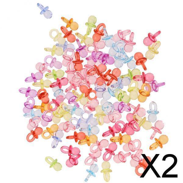6x100 Uds Mini Chupete Encantos Juego Regalos Baby Shower Favor Multi , 2 piezas