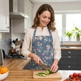 thumbnail image 4 of Topekada 2Pack Floral Aprons for Women Adjustable Kitchen Chef Apron With Rose Pattern for Cooking, Baking(Blue), 4 of 7