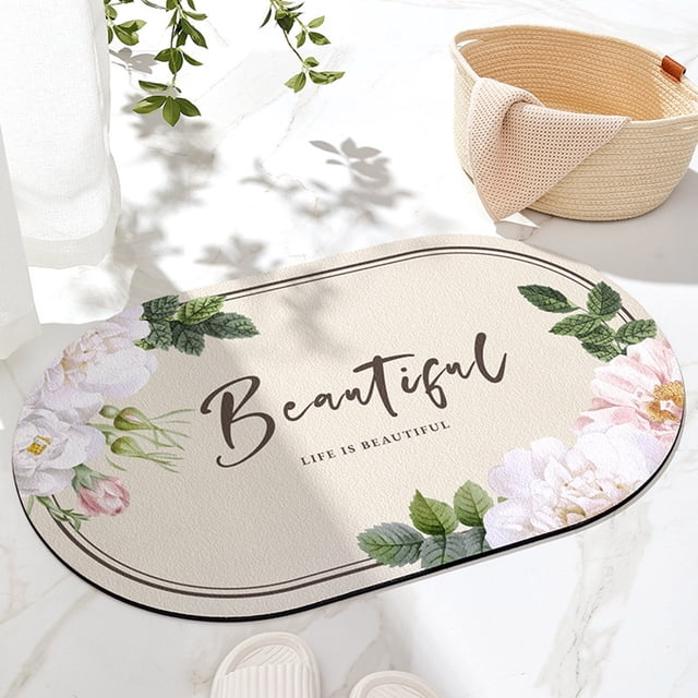 Bathroom Thickened Absorbent Floor Mats 40x60cm, Non-Slip Backing for Safety, Super Absorbent Microfiber Material for Quick Drying, Washable for Home Use