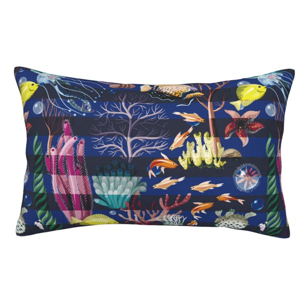 Balery Sea Inhabitans and Herb Funda de Cojín Estampada, Regalos para Mujeres, Regalos de Amor para Ella, Regalos para Novia o Esposa, Funda de Almohada-16"x24"