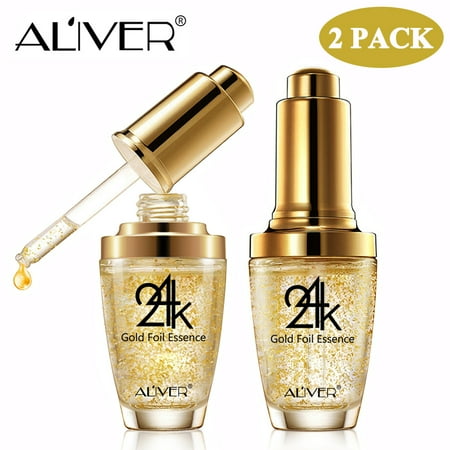 Aliver 60ml 24K Gold Face Serum with Hyaluronic Acid for Day and Night Wrinkle Removal Facial Moisturizer Firming Lifting Skin Essence