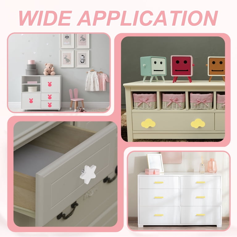 cute knobs for dresser Uxcell 10 Pack Cabinet Knobs, 48.5x22.5mm Plastic Cute Dresser Pulls Cartoon Soft Rubber Drawer Handle Pulls with Screws for Bedroom Cupboard Closets