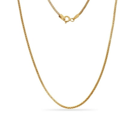 Gold Over Sterling Silver Mini Popcorn Chain Necklace 30 Inch