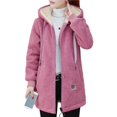 thumbnail image 2 of Chaqueta con Cremallera y Bolsillos para Mujer, Sudadera Larga Extragrande con Capucha, Abrigo Afelpado y Cálido. Rosa L, 2 of 7