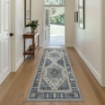 thumbnail image 3 of DEORAB Runner Rug 3X8 Non Slip Hallway Vintage Rugs, Machine Washable Lightweight Mat for Living Room, Entryway, Bedroom, Kitchen and Passage, Ultra-Thin, Blue, 3 of 8