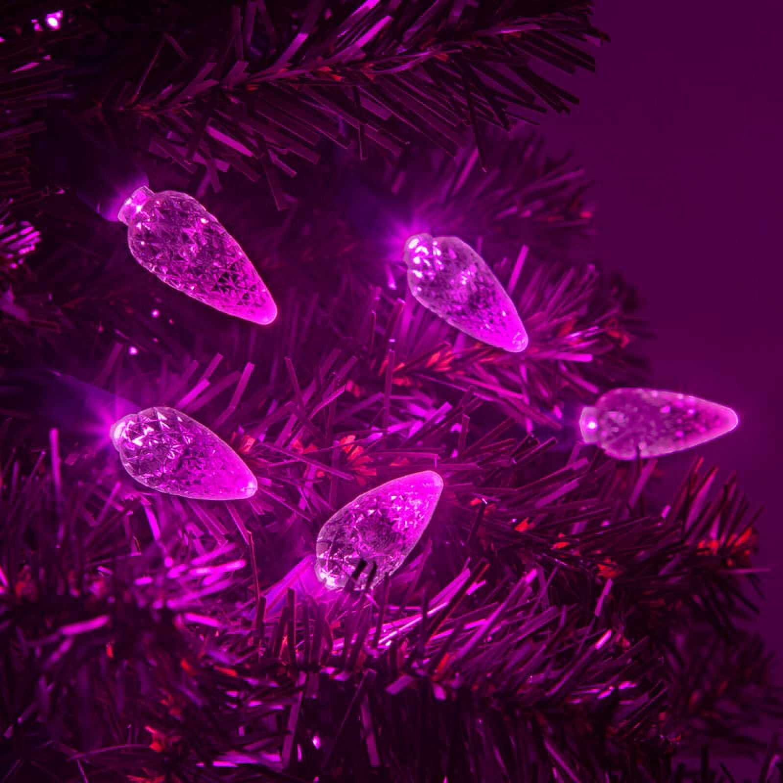 100 Pink Christmas Tree Mini Lights, 6 Spacing, Green Wire