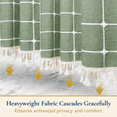 thumbnail image 6 of ComfiTime Tassel Shower Curtain Set with Hooks – 330 GSM Heavy-Duty Fabric Cloth, Boho Farmhouse Bathroom Curtain, Embroidered Hotel Luxury Linen, Water-Repellent, Machine-Washable, 72” x 72”, Green, 6 of 13
