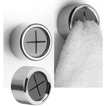 

Round Adhesive Push Towel Hooks for Kitchen & Bathroom Hand and Dish Towels Gray 2 Pack Tea Towel Holder
