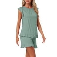 thumbnail image 4 of INSPIRE CHIC Women's Ruffle Cap Sleeve Lounge Tops and Shorts 2 Piece Pjs Sleepwear Pajama Sets 2XL Green, 4 of 5