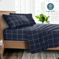 thumbnail image 6 of Bare Home Ultra-Soft Sheet Set - Premium 1800 Collection - Deep Pockets - 3-Pieces - Twin XL, Modern Plaid - Midnight/White, 6 of 8