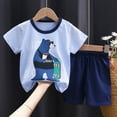 thumbnail image 2 of TOWED22 Infant Toddler Baby Boy Summer Outfits 2pcs Short Sleeve Shirt Tee Cute Hippo Graphic Pocket Shorts Clothes(Light Blue,5-6 Y), 2 of 4