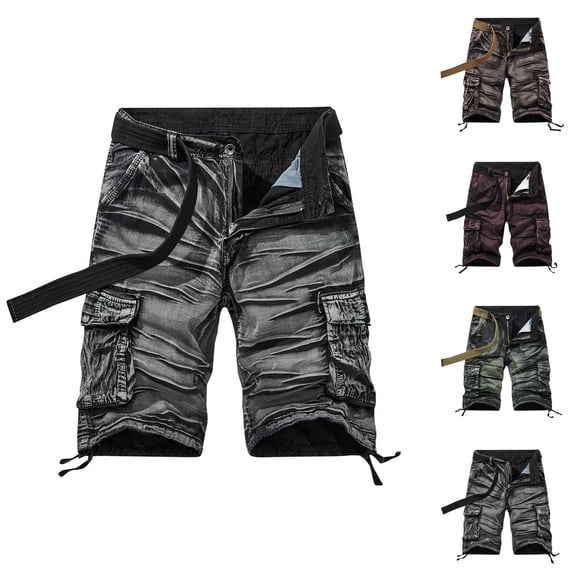 Bermuda Cargo Shorts for Men 2026 Summer Fashion Casual Relaxed Fit Distressed Shorts with Pockets Streetwear