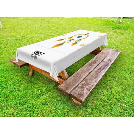

Sweet Dreams Outdoor Tablecloth Dream Catcher Design with Stars Stripes Background Night Doodle Decorative Washable Fabric Picnic Table Cloth 58 X 84 Inches Orange Yellow Petrol Blue by Ambesonne