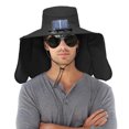 thumbnail image 5 of Under $1 PEONAVET Wide Brim Soalr Fan Hat for Men Women,Outdoor Sun Protection Sun Hat With Removable Neck Flap,UPF 50+ Fishing Hat for Fishing, Hiking, Camping（Black）, 5 of 5
