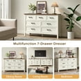thumbnail image 6 of YouTrend 7 Drawer Farmhouse Dresser,Wood Adult Rustic Chest of Drawer with Metal Handles for Bedroom Living Room Hallway,Burlywood & White, 6 of 11